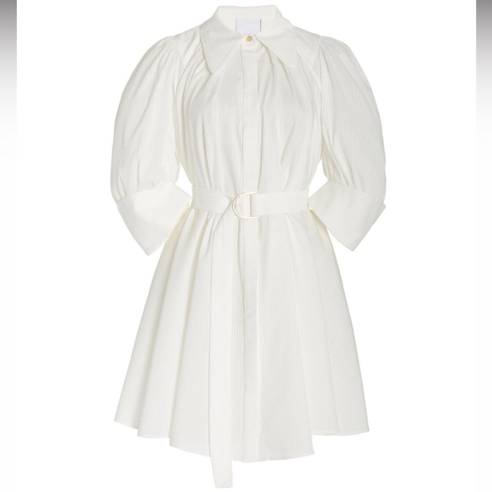 Adler Women's White Lorne Belted Cotton-blend Mini Shirt Dress - size 4